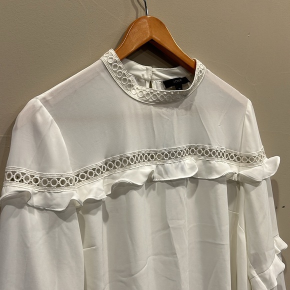 JCREW white ruffle blouse size 14 - Picture 2 of 5